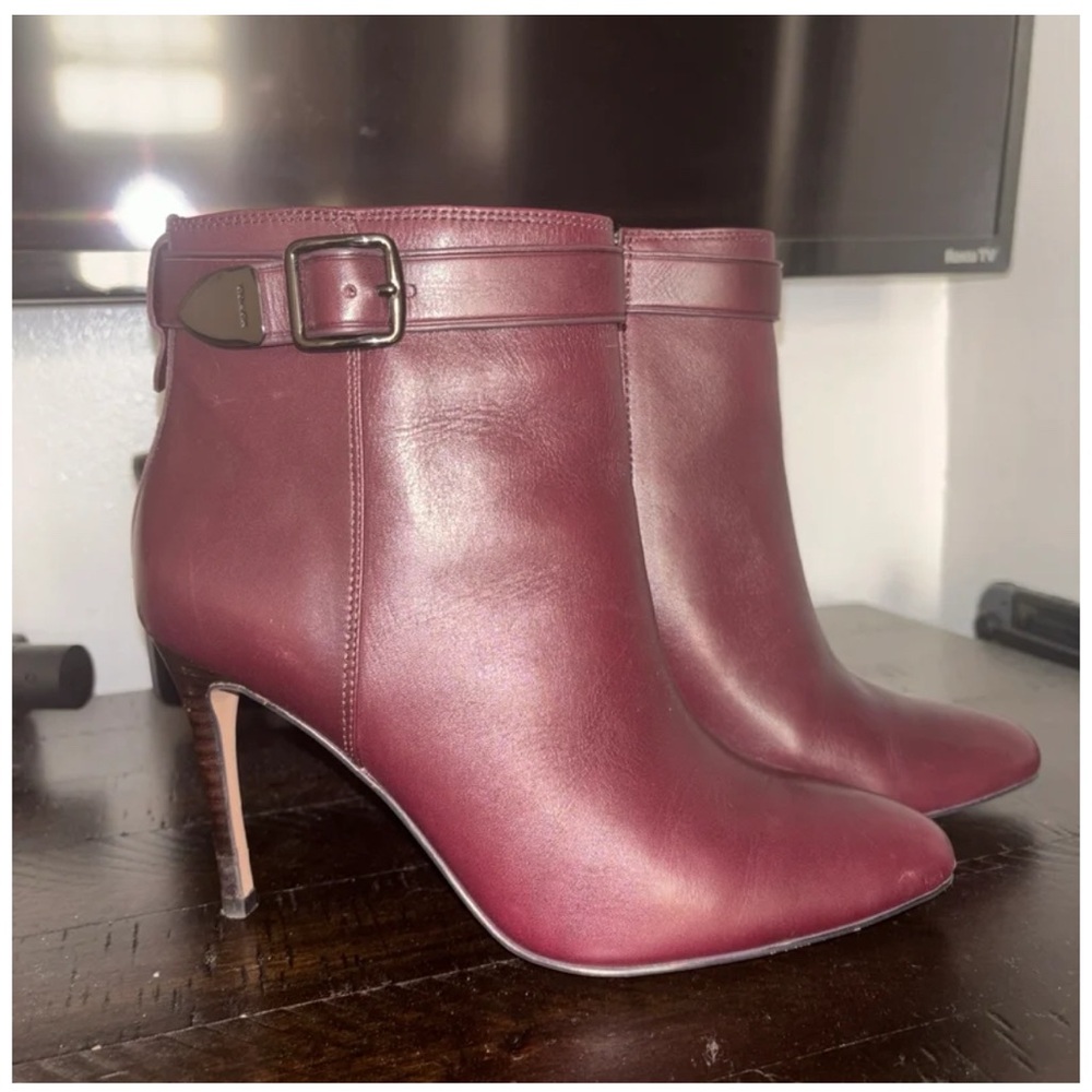 Coach Red Ankle Booties with Sleek Design